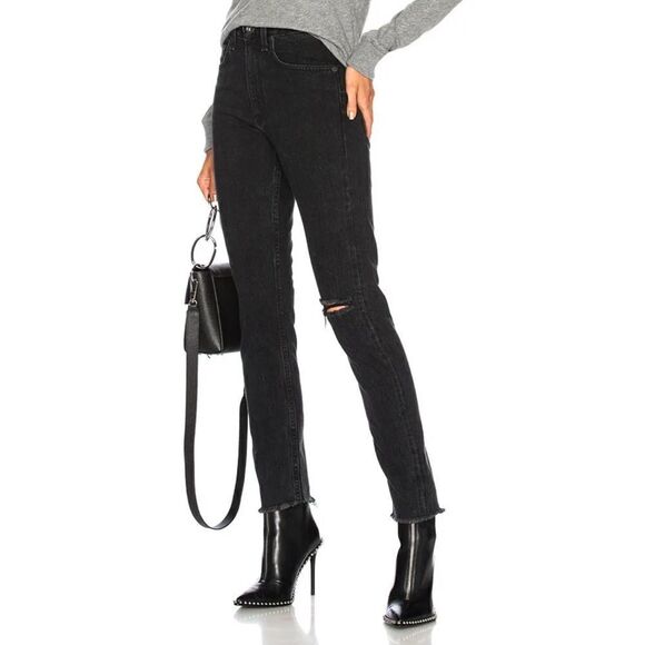 Rag & Bone High Rise Skinny Jeans Black Bone 24 - Picture 1 of 11